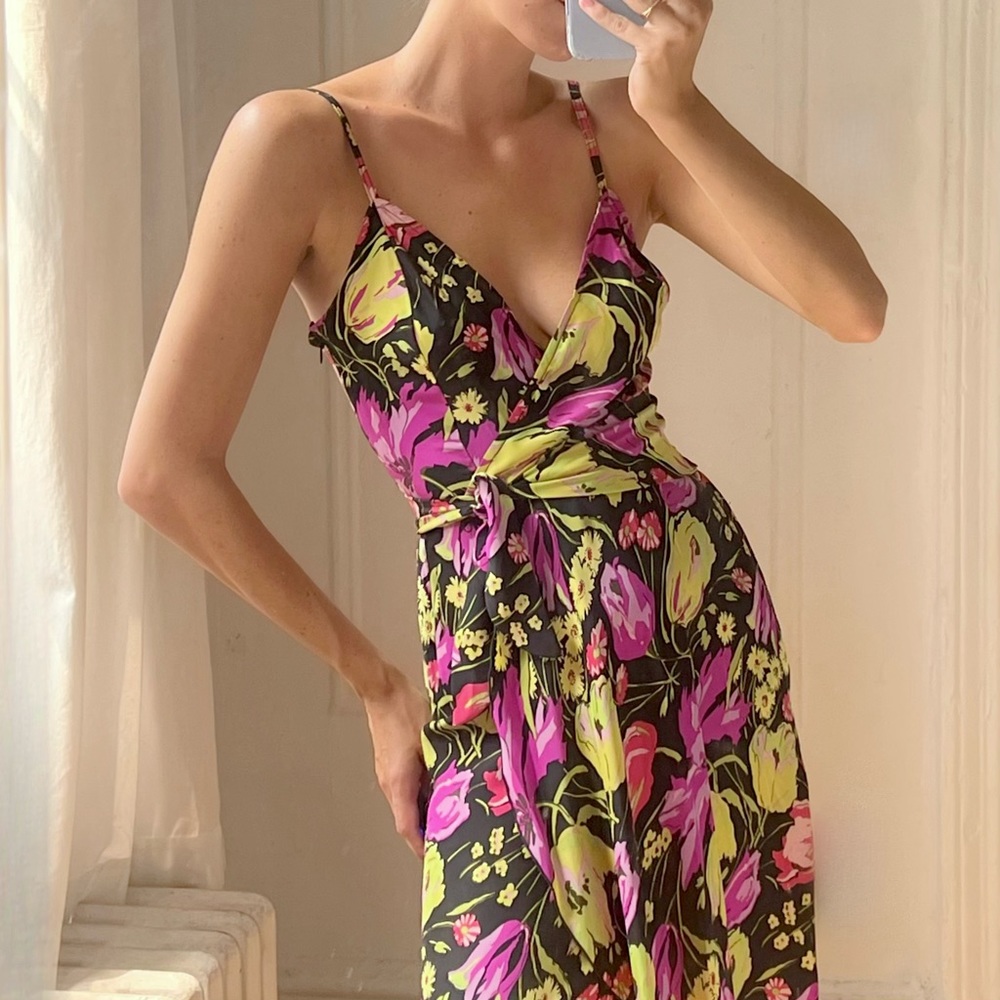 Vintage Betsy Johnson Silk Floral Dress